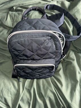 Vera Bradley Quilted Black Mini Backpack with Front Zip